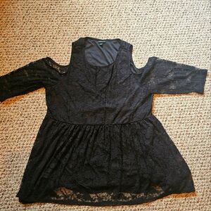 Torrid Black Lace Cold Shoulder Blouse